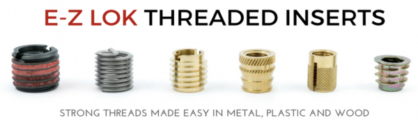 E-Z LOK Style Threaded Inserts – 3/8-16, 15mm & 25mm Lengths – Die Cast Zinc For Wood (Flanged & Unflanged)