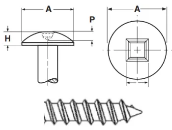 #10-12x1 1/2\",(Ft) Self-Tapping Screws Square Truss Head, Type A Stainless A2 (18-8)